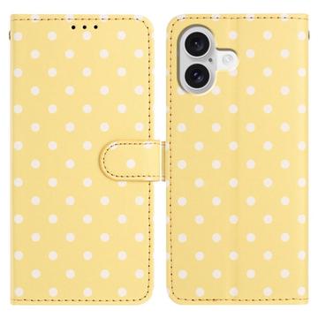 Étui portefeuille pour iPhone 16 à motifs de pois - Jaune