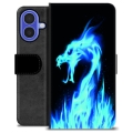 Étui Portefeuille Premium iPhone 16 - Dragon Feu Bleu