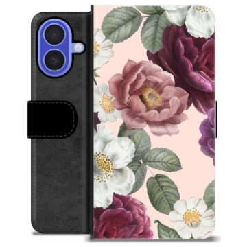 Étui Portefeuille Premium iPhone 16 - Fleurs Romantiques