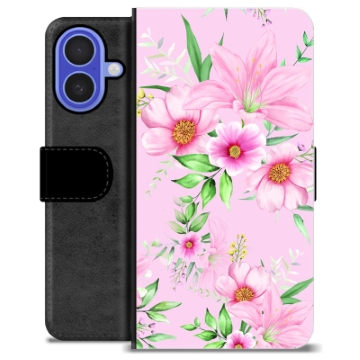 Étui Portefeuille Premium iPhone 16 - Fleurs à L\'aquarelle