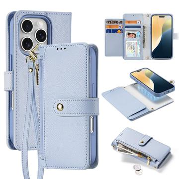 Étui portefeuille en cuir iPhone 16 Pro avec couverture magnétique Dux Ducis Lawa - Bleu ciel