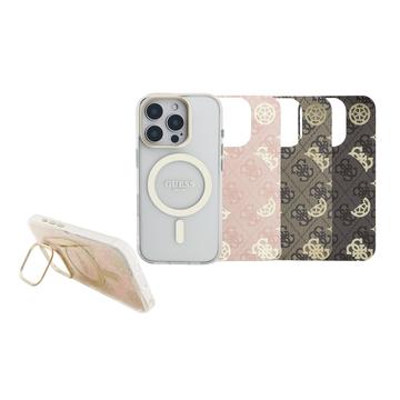 iPhone 16 Pro Guess Electroplated Stand Camera Frame MagSafe Case with Interchangeable Backgrounds