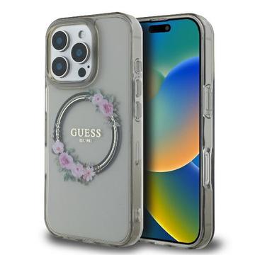 Coque iPhone 16 Pro Guess IML Flowers Wreath - Compatible MagSafe