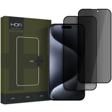 Protecteur d\'Écran iPhone 16 Pro en Verre Trempé Hofi Anti Spy Pro+ Privacy - 2 Pcs. - Bord Noir