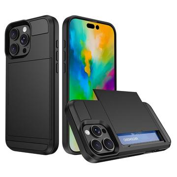 Coque Hybride iPhone 16 Pro avec Porte-Carte Coulissant - Noire