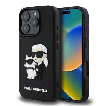 Coque iPhone 16 Pro Karl Lagerfeld 3D Rubber Karl & Choupette NFT - Noire