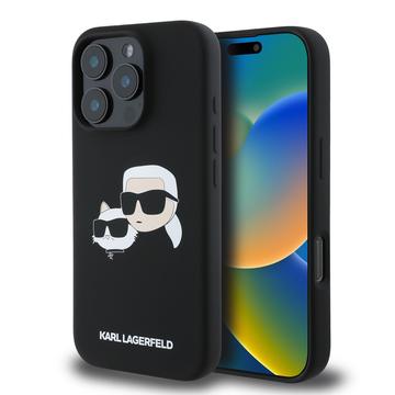 Coque en silicone liquide iPhone 16 Pro Karl Lagerfeld Double Heads