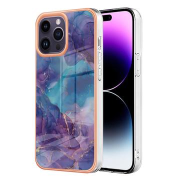 Coque iPhone 16 Pro en TPU Marble Pattern Galvanisé IMD - Violete