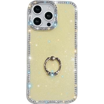Coque Hybride iPhone 16 Pro Max CrystalGlow avec support à anneau - Jaune