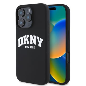 Coque iPhone 16 Pro Max DKNY Liquid Silicone Arch Logo - Compatible MagSafe - Noir