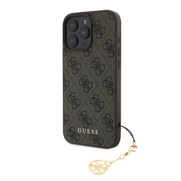 Coque Hybride iPhone 16 Pro Max Guess 4G Charms Collection - Marron