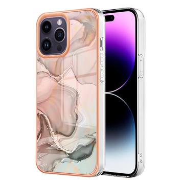 Coque iPhone 16 Pro Max en TPU Marble Pattern Galvanisé IMD - Rose