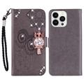 Etui iPhone 16 Pro Max Hibou Strass - Gris