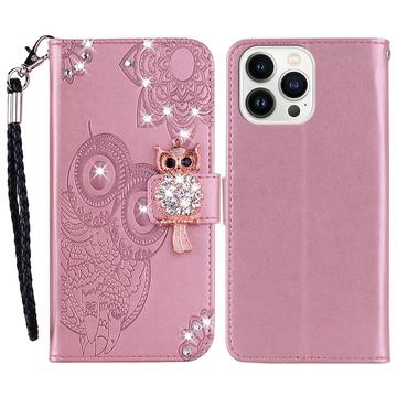 Etui iPhone 16 Pro Max Hibou Strass - Rose Doré