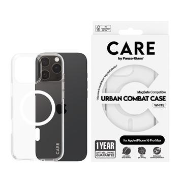 Coque iPhone 16 Pro Max PanzerGlass Care Coque Transparent Urban Combat - Compatible MagSafe - Blanc