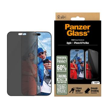 Protecteur d\'Écran iPhone 16 Pro Max PanzerGlass Ultra-Wide Fit Privacy EasyAligner - Bord Noir