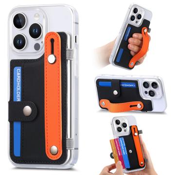 Coque plastique CY1 pour iPhone 16 Pro Max - Emplacement pour carte, bracelet, béquille - Noire