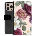 Étui Portefeuille Premium iPhone 16 Pro Max - Fleurs Romantiques