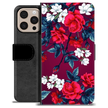 Étui Portefeuille Premium iPhone 16 Pro Max - Fleurs Vintage