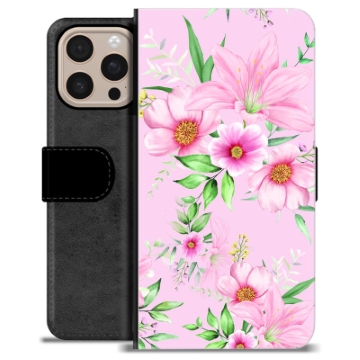 Étui Portefeuille Premium iPhone 16 Pro Max - Fleurs à L\'aquarelle
