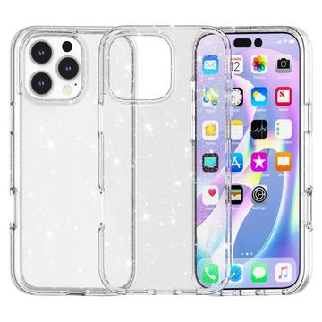 Coque Hybride iPhone 16 Pro Max - Série Stylish Glitter - Blanche