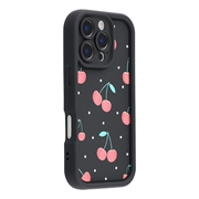  Coque TPU antichoc élégante iPhone 16 Pro Max avec bords relevés - Noire / Cerises