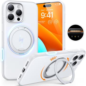Coque iPhone 16 Pro Max avec béquille 360 Torras O Fitness - Compatible MagSafe - Blanche