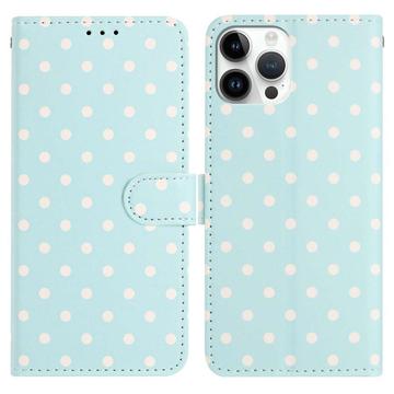 Coque portefeuille pour iPhone 16 Pro à motifs de pois - Bleu
