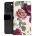 Étui Portefeuille Premium iPhone 16 Pro - Fleurs Romantiques