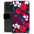 Étui Portefeuille Premium iPhone 16 Pro - Fleurs Vintage