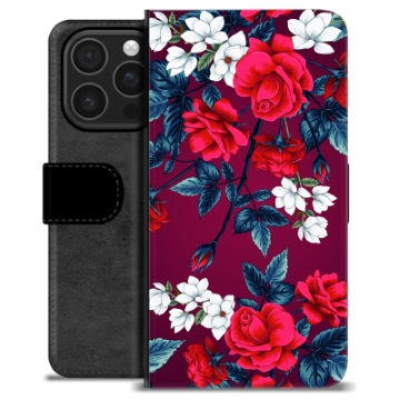 Étui Portefeuille Premium iPhone 16 Pro - Fleurs Vintage