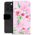 Étui Portefeuille Premium iPhone 16 Pro - Fleurs à L'aquarelle
