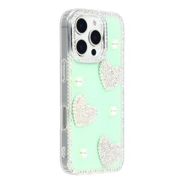 Coque hybride iPhone 16 Pro Amour étincelant et perle - Verte