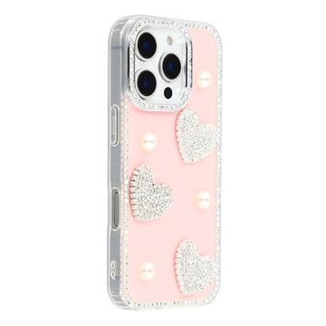 Coque hybride iPhone 16 Pro Amour étincelant et perle - Rose