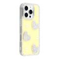 Coque hybride iPhone 16 Pro Amour étincelant et perle - Jaune