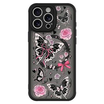 Coque iPhone 16 Pro magnétique protectrice - Papillons / Roses