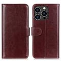 Etui portefeuille iPhone 16 Pro avec fermeture magnétique - Marron