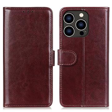 Etui portefeuille iPhone 16 Pro avec fermeture magnétique - Marron