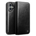 Etui Portefeuille iPhone 16 en Cuir Qialino Classic - Noir