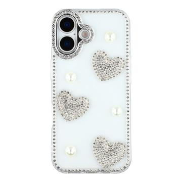 Coque hybride iPhone 16 Amour étincelant et perle