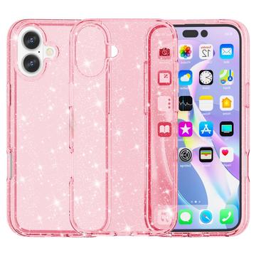 Coque Hybride iPhone 16 - Série Stylish Glitter - Rose
