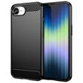 Coque iPhone 16e en TPU Brossé - Fibre de Carbone - Noire