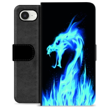 Étui Portefeuille Premium iPhone 16e - Dragon Feu Bleu