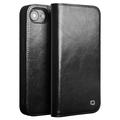 Etui Portefeuille iPhone 16e en Cuir Qialino Classic - Noir
