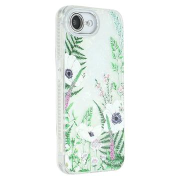 Coque hybride iPhone 16e avec protection pour appareil photo - IMD électrolytique à ressort - Fleurs vertes