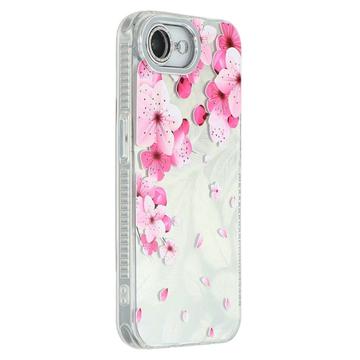 Coque hybride iPhone 16e avec protection pour appareil photo - IMD électrolytique à ressort - Fleurs roses