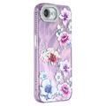 Coque hybride iPhone 16e avec protection pour appareil photo - IMD électrolytique à ressort - Fleurs violettes