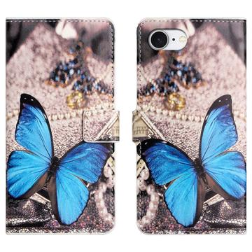 Étui Portefeuille iPhone 16e - Série Style - Papillon Bleu