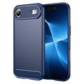 Coque iPhone Air en TPU Brossé - Fibre de Carbone - Bleue