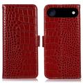 Étui Portefeuille iPhone Air en Cuir avec RFID - Série Crocodile - Rouge